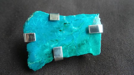 I wannabe a Viking brooch  by Lizzy  McLoren,  chrysocolla and silver 